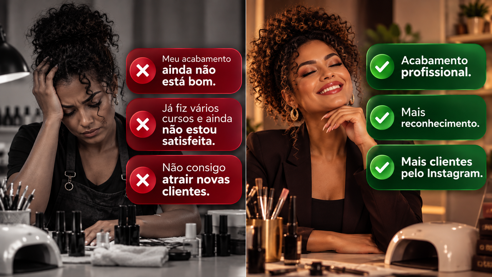 Transformação de uma Nail Designer: da insegurança ao acabamento profissional, reconhecimento e novos clientes